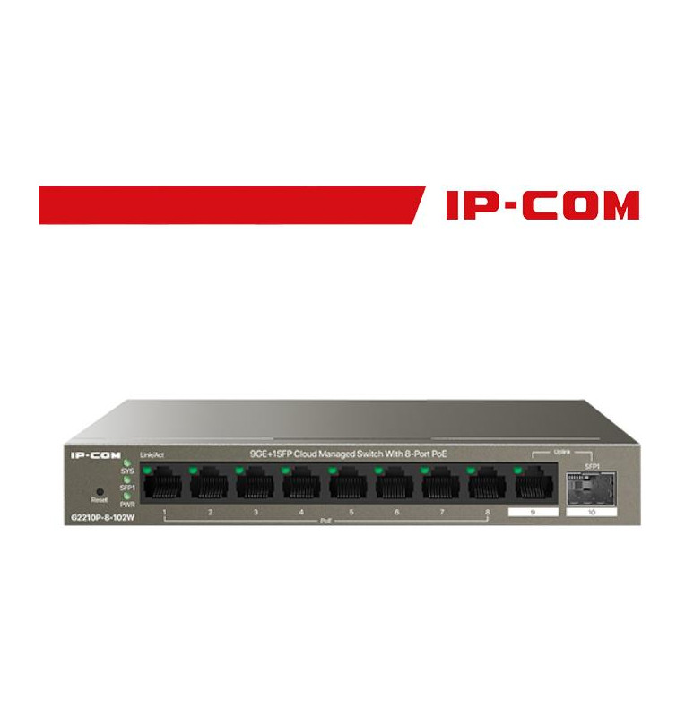 IP-COM G2210P-8-102W 9GE+1SFP Cloud Managed Switch With 8