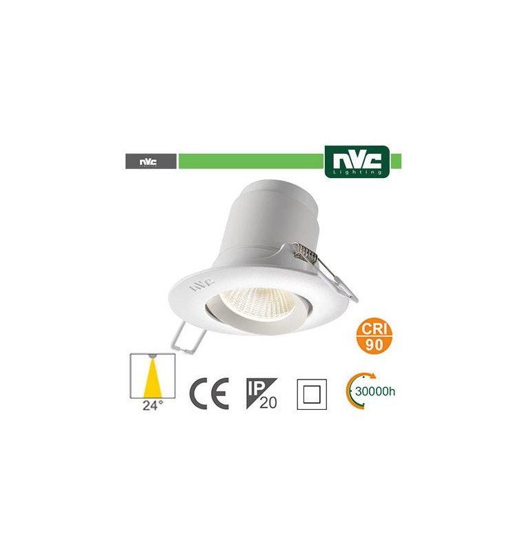 Faro direzionabile LED IP20 9W 3000K 700LM 24º FORO:95mm