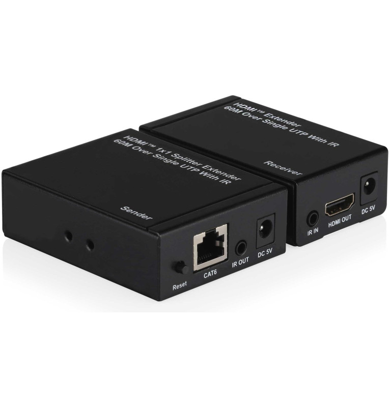 Kit TX-RX Extender HDMI, 60MT UTP, 1080p@60Hz, POE, Loop-Out