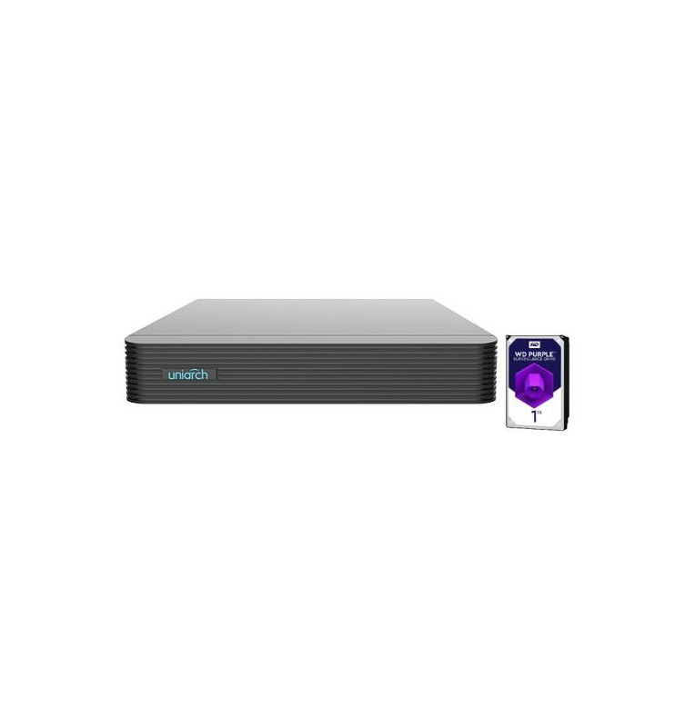 NVR Uniarch 4 Canali 8 Megapixel, senza Poe,1 HardDisk 1TB