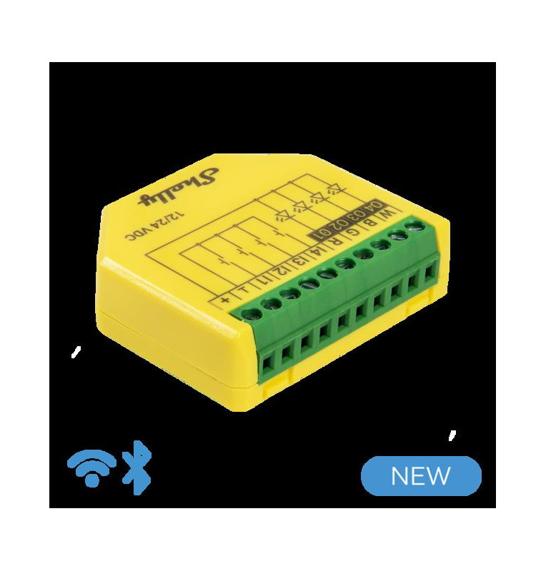 Shelly Plus RGBW PM - Controller Strisce LED 12-24DC RGBW + PM