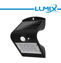 Lampada da parete LED solare senza fili con Sensori 220lm NERO